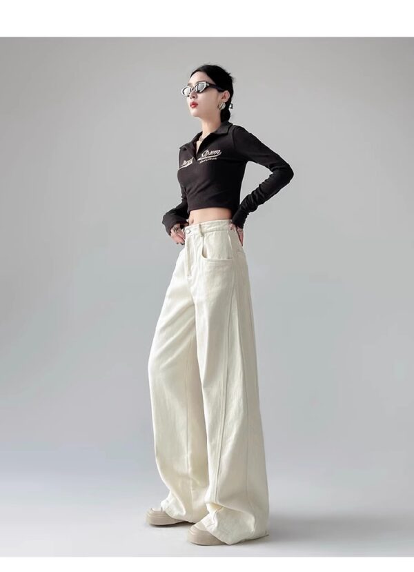 Spring Women’s High-Waisted Wide-Leg Denim Pants – Tailored for Tall Women, Designed for Effortless Elegance