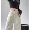 Spring Women’s High-Waisted Wide-Leg Denim Pants – Tailored for Tall Women, Designed for Effortless Elegance