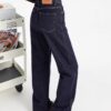 Women’s High-Waisted Denim Blue Wide-Leg Jeans – Cozy Style with Extra Length for Cooler Days
