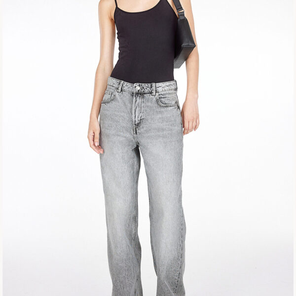 Breathable 5-Pocket Cotton High-Waisted Wide-Leg Straight Jeans for Women – Timeless Style, Everyday Comfort