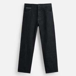 Spring 2025 Men’s Cotton Straight-Leg Jeans with Woven Edges – Classic Fit, Modern Detail