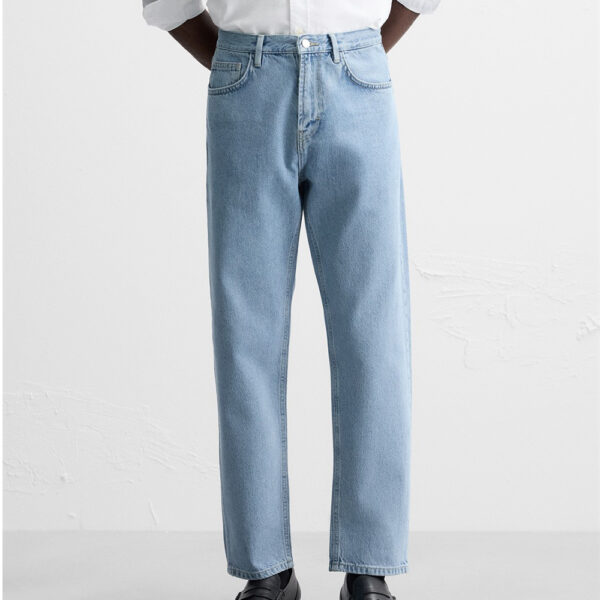 Spring Men’s Slim-Fit Washed Cotton Denim Casual Pants – Tailored Comfort for Modern Living
