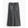 Spring Women’s Raw-Edge A-Line Denim Skirt