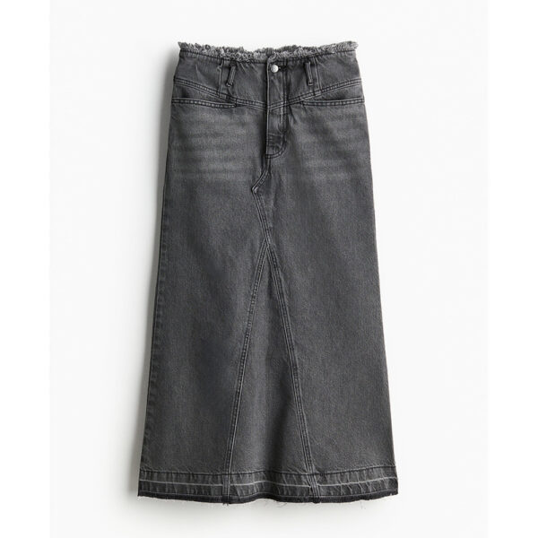 Spring Women’s Raw-Edge A-Line Denim Skirt