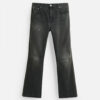 Spring 2025 Men’s Cotton Washed Ripped Zipper-Detail Bell-Bottom Jeans | Edgy Retro-Inspired Denim