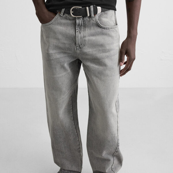 Spring Men’s Cotton Washed Loose-Fit Casual Jeans with Stitch Detailing – Everyday Comfort with Timeless Style
