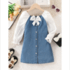 Summer 2025 Girls’ Denim Bow Dress – Korean-Style Sleeveless Princess Outfit for Toddlers & Kids (Ages 3–8)