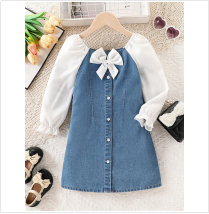 Summer 2025 Girls’ Denim Bow Dress – Korean-Style Sleeveless Princess Outfit for Toddlers & Kids (Ages 3–8)