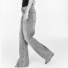 Breathable 5-Pocket Cotton High-Waisted Wide-Leg Straight Jeans for Women – Timeless Style, Everyday Comfort