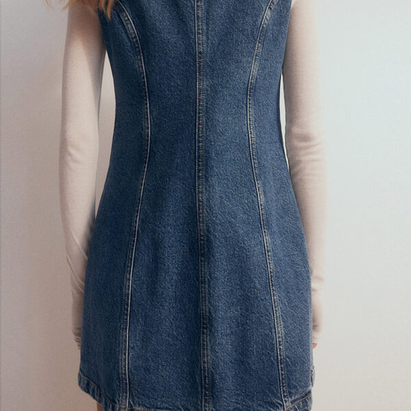 Spring Women’s French-Style A-Line Denim Long Dress