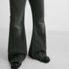 Spring 2025 Men’s Cotton Washed Ripped Zipper-Detail Bell-Bottom Jeans | Edgy Retro-Inspired Denim