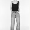 Breathable 5-Pocket Cotton High-Waisted Wide-Leg Straight Jeans for Women – Timeless Style, Everyday Comfort