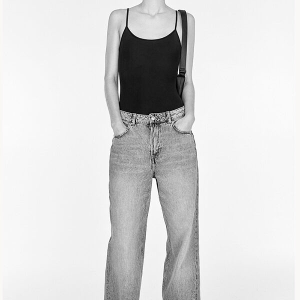 Breathable 5-Pocket Cotton High-Waisted Wide-Leg Straight Jeans for Women – Timeless Style, Everyday Comfort