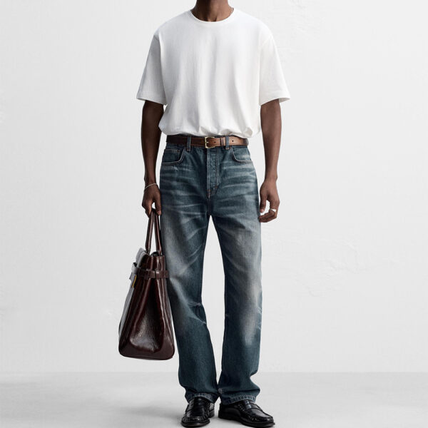 Men’s Cotton Washed Straight-Leg Ankle-Length Jeans – Classic Comfort with a Modern Edge