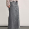 Spring Women’s Raw-Edge A-Line Denim Skirt