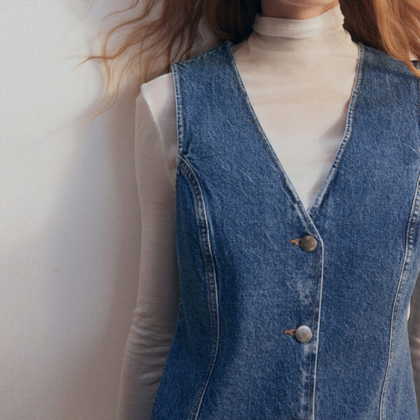 Spring Women’s French-Style A-Line Denim Long Dress