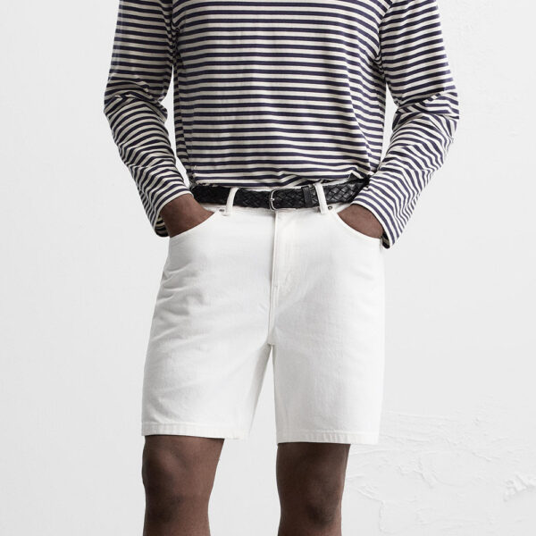 Spring Summer 2025 Men’s Slim-Fit Straight-Leg Washed Denim Casual Shorts – Clean Lines, Modern Comfort