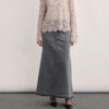 Spring Women’s Raw-Edge A-Line Denim Skirt