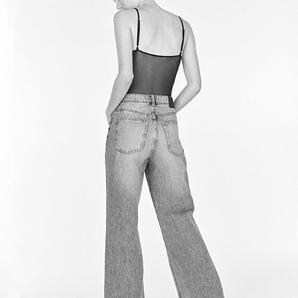 Breathable 5-Pocket Cotton High-Waisted Wide-Leg Straight Jeans for Women – Timeless Style, Everyday Comfort