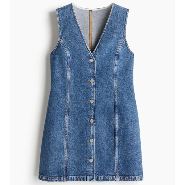 Spring Women’s French-Style A-Line Denim Long Dress