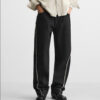 Spring 2025 Men’s Cotton Raw Hem Stitch Detail Loose-Fit Straight-Leg Denim Pants – Effortless Edge Meets Premium Casual Style