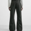 Spring 2025 Men’s Cotton Washed Ripped Zipper-Detail Bell-Bottom Jeans | Edgy Retro-Inspired Denim