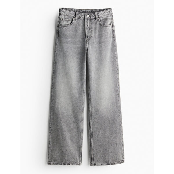 Breathable 5-Pocket Cotton High-Waisted Wide-Leg Straight Jeans for Women – Timeless Style, Everyday Comfort