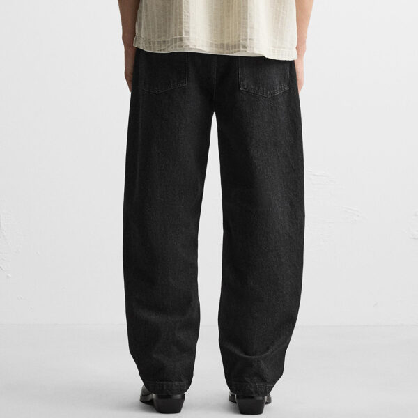 Spring 2025 Men’s Cotton Raw Hem Stitch Detail Loose-Fit Straight-Leg Denim Pants – Effortless Edge Meets Premium Casual Style
