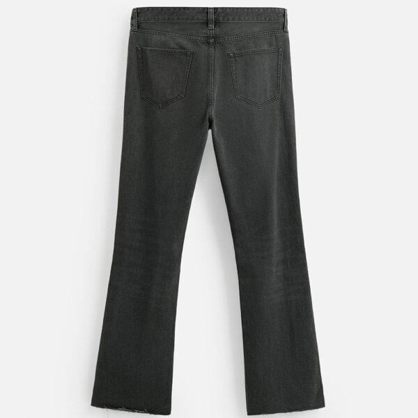 Spring 2025 Men’s Cotton Washed Ripped Zipper-Detail Bell-Bottom Jeans | Edgy Retro-Inspired Denim