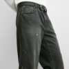Spring 2025 Men’s Cotton Washed Ripped Zipper-Detail Bell-Bottom Jeans | Edgy Retro-Inspired Denim