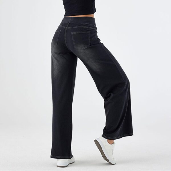 Women Sweatpant Jeans Sweatpants That Look Like Jeans High Waisted Stretchy Pull On Wide Leg Denim Pants with Pockets