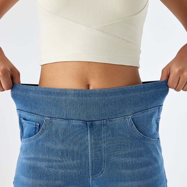 Women Sweatpant Jeans Sweatpants That Look Like Jeans High Waisted Stretchy Pull On Wide Leg Denim Pants with Pockets