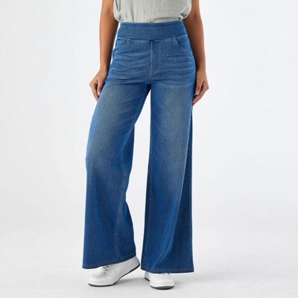 Women Sweatpant Jeans Sweatpants That Look Like Jeans High Waisted Stretchy Pull On Wide Leg Denim Pants with Pockets