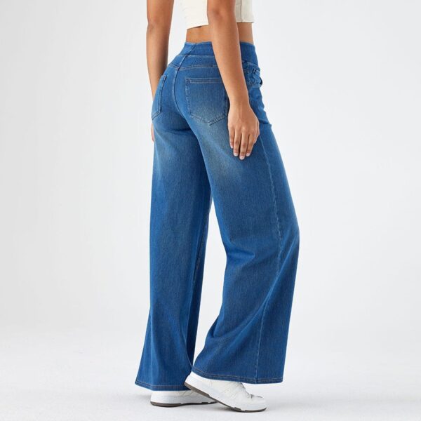 Women Sweatpant Jeans Sweatpants That Look Like Jeans High Waisted Stretchy Pull On Wide Leg Denim Pants with Pockets