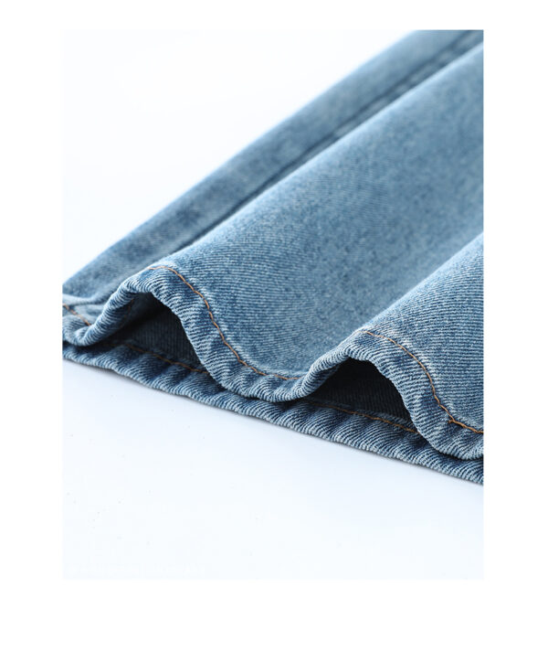 Spring Women’s Vintage Blue Wide-Leg Jeans – High-Street Style with a Draped Fit for Petite Frames
