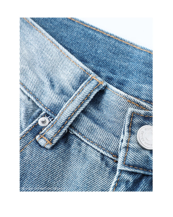 Spring Women’s Vintage Blue Wide-Leg Jeans – High-Street Style with a Draped Fit for Petite Frames