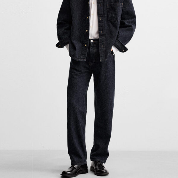 Spring 2025 Men’s Cotton Brushed Straight-Leg Casual Jeans – Simple, Comfortable, and Made for Every Day