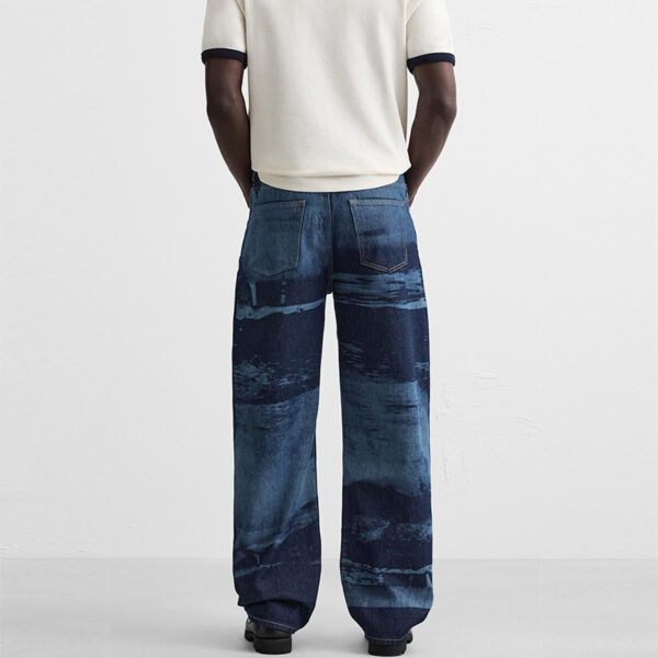 Spring Men’s Cotton Printed Loose-Fit Washed Denim Pants – Trendy Style Meets Everyday Comfort