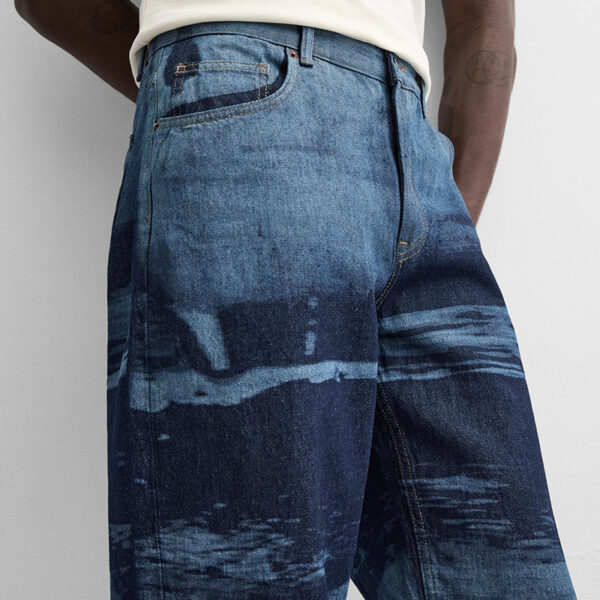 Spring Men’s Cotton Printed Loose-Fit Washed Denim Pants – Trendy Style Meets Everyday Comfort