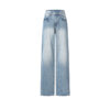 Spring Women’s Vintage Blue Wide-Leg Jeans – High-Street Style with a Draped Fit for Petite Frames