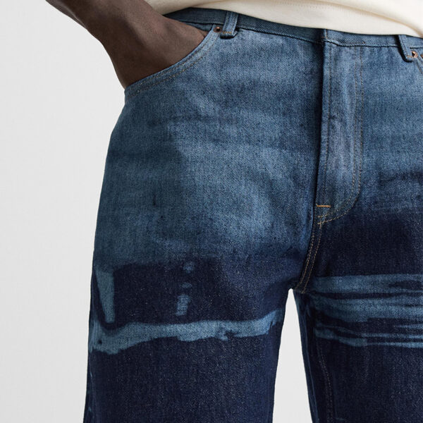 Spring Men’s Cotton Printed Loose-Fit Washed Denim Pants – Trendy Style Meets Everyday Comfort