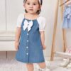 Girls' Casual Summer Slim-Fit Denim-Style Dress – Charming French-Inspired Design for Everyday Play