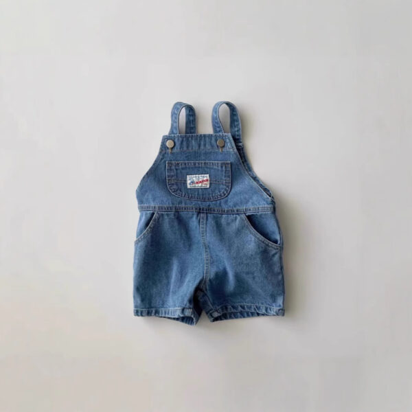 New Arrival Korean-Style Baby & Toddler Denim Overalls Shorts – Lightweight, Unisex Summer Essential