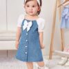 Girls' Casual Summer Slim-Fit Denim-Style Dress – Charming French-Inspired Design for Everyday Play