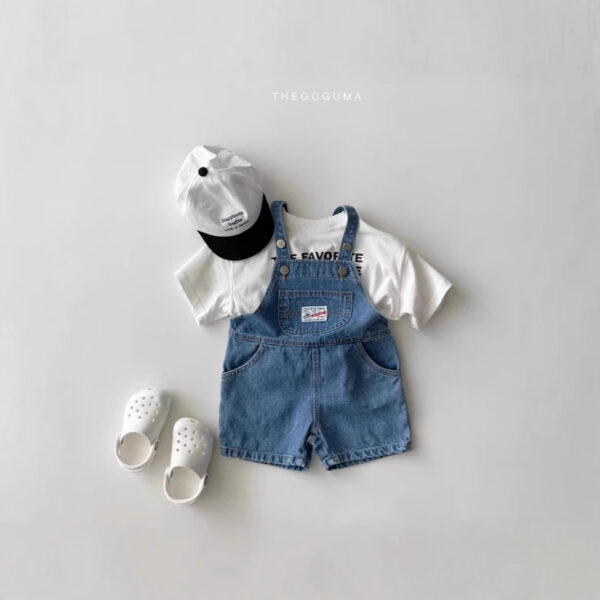 New Arrival Korean-Style Baby & Toddler Denim Overalls Shorts – Lightweight, Unisex Summer Essential