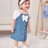 Girls' Casual Summer Slim-Fit Denim-Style Dress – Charming French-Inspired Design for Everyday Play