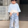 2025 New Korean-Style Boys' Loose Fit Vintage Denim Cargo Pants – Streetwear-Inspired Comfort for Trendy Toddlers