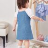 Girls' Casual Summer Slim-Fit Denim-Style Dress – Charming French-Inspired Design for Everyday Play