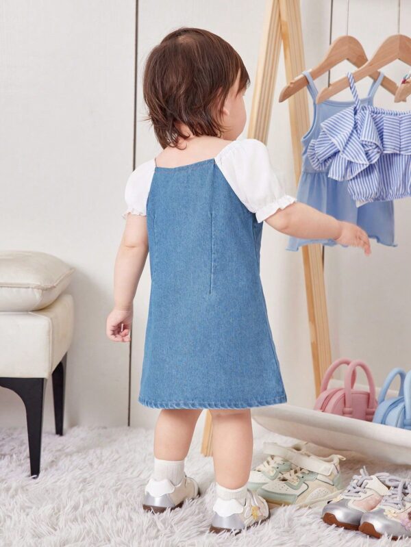 Girls' Casual Summer Slim-Fit Denim-Style Dress – Charming French-Inspired Design for Everyday Play