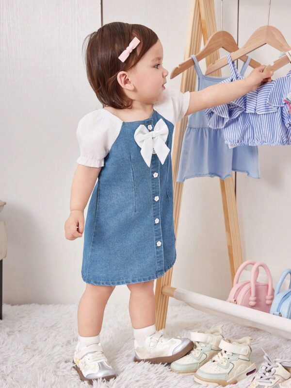 Girls' Casual Summer Slim-Fit Denim-Style Dress – Charming French-Inspired Design for Everyday Play